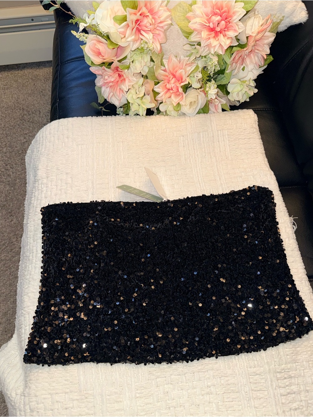 H&M Black Sequin Crop Tube Top